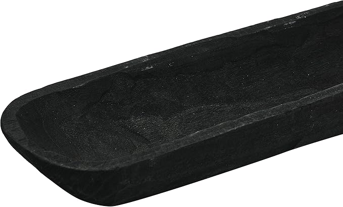 Creative Co-Op Decorative Paulownia Wood Bowl, Black