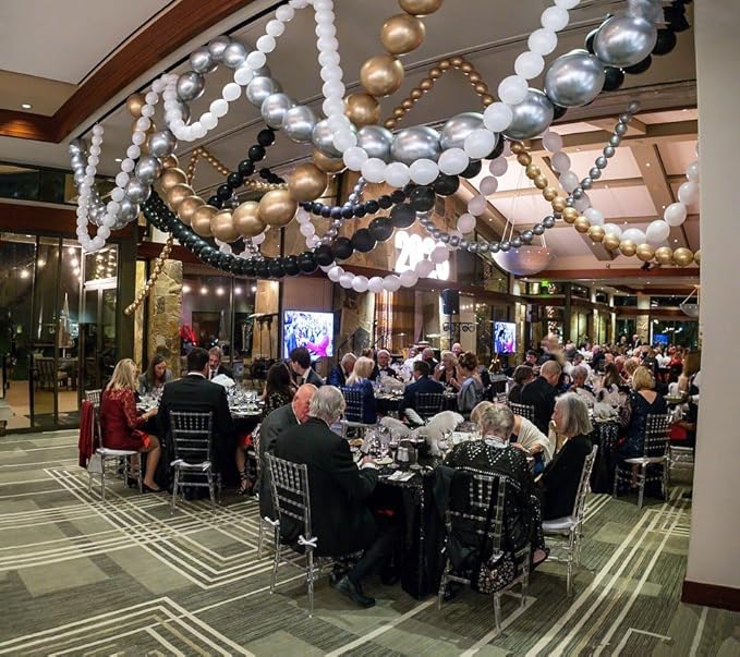 Black and Silver Linking Balloons, 100PCS 6 Inch Small Metal Silver Link Balloons for Making Balloon Wall Heart Arch, Quick Linked Balloon for Wedding Birthday Baby Shower Graduation Party Decorations