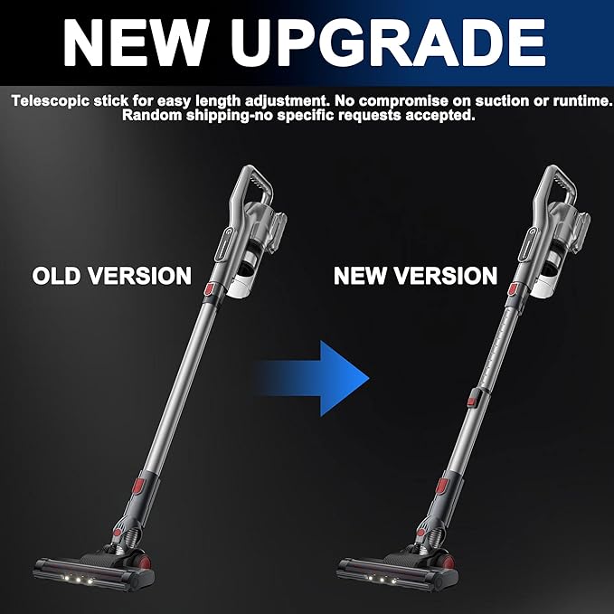 Cordless Vacuum Cleaner, Powerful Battery Vacuum Cleaner Cordless with LED Touch Screen & 2 Speeds, Lightweight Stick Vacuum Cleaners for Home, Pet Hair & Hardwood Floor,Silver