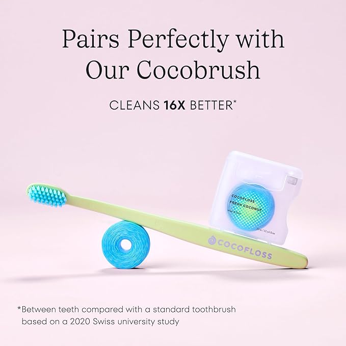 Cocofloss Woven Dental Floss, Dentist-Designed Oral Care, Waxed, Vegan, Kid-Friendly, with Coconut Oil, 4-Pack of Mint, Coconut, Orange, Strawberry (33 yard Each)