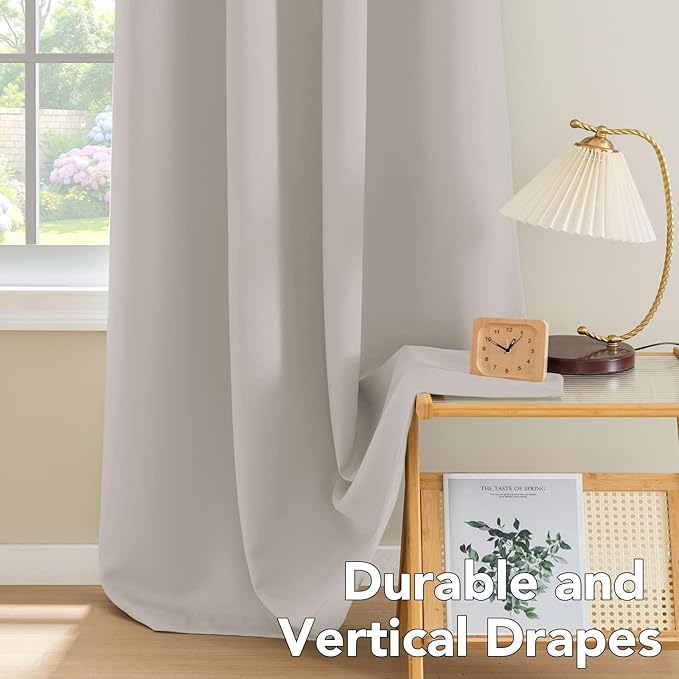 H.VERSAILTEX Premium Blackout Thermal Insulated Room Darkening Curtains for Bedroom/Living Room - Classic Grommet Top (2 Panels, Stone, 52 Inch by 108 Inch)