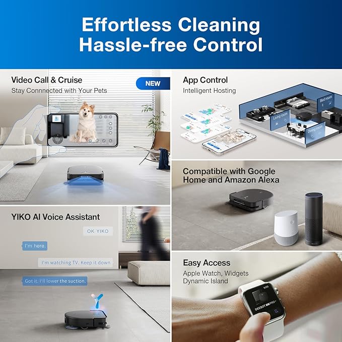 ECOVACS Robot Vacuum Cleaner DEEBOT X5 PRO Omni with All-in-one Station, 12.800Pa, ZeroTangle, TruEdge Adaptive Edge Mopping, 150℉ Hot Water Mop Washing, AINA 2.0 Intelligent Navigation