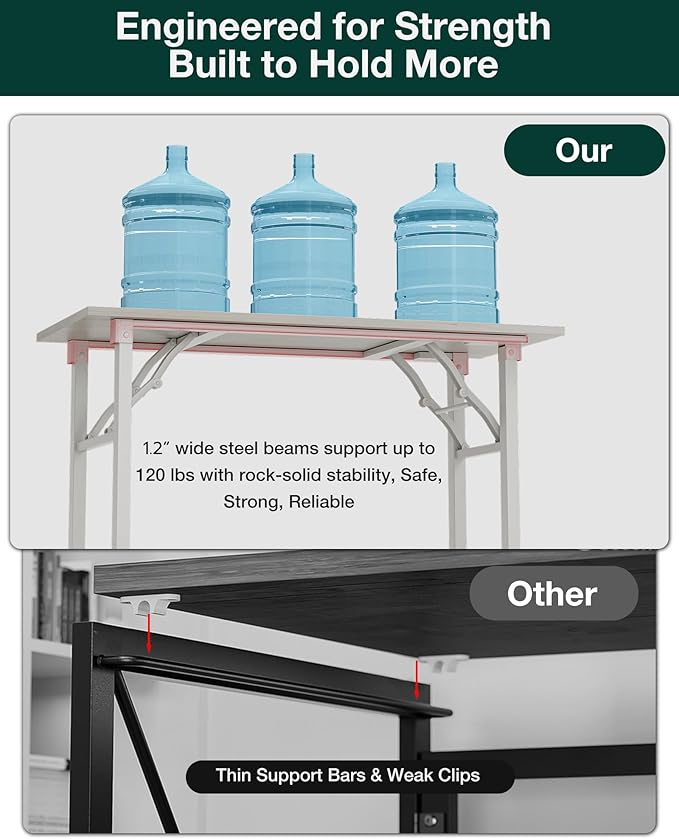 Frylr Small Folding Computer Desk β 55.1 Inch Portable Table for Craft and Study, Lightweight Desk for Small Spaces, Foldable Laptop Table Built-in AC/USB Outlets for Convenience, White Ash