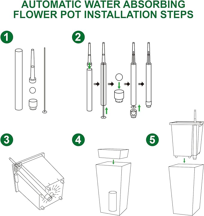 30" Tall Planters Set of 2, Outdoor&Indoor Black Planter Pots, High Front Porch Planter Pots with Drainage Holes&Water Level Monitor Movable Wheels &Inner Bucket, Automatic Watering, White