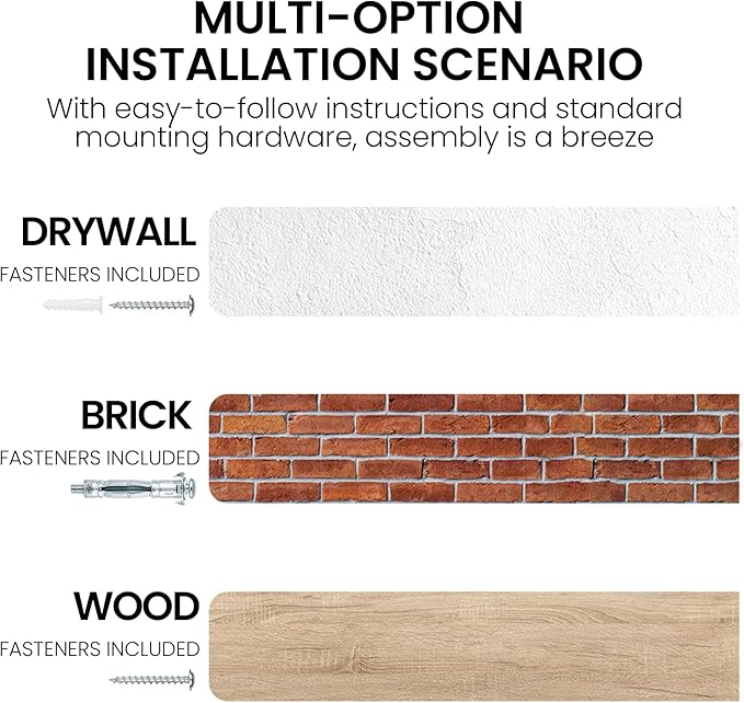 Floating Shelves for Wall, 24"x9.3" Rustic Solid Live-Edge Elm Wood Wall Shelves, Heavy-Duty Floating Shelves with Invisible Brackets, Set of 2 for Living Room, Bedroom, and Kitchen, Walnut Finish