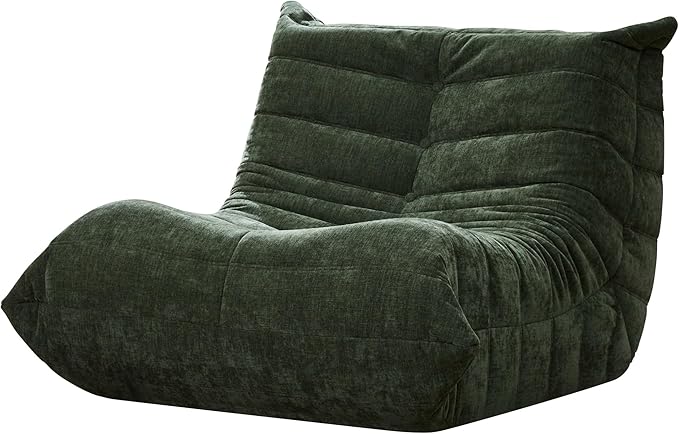 Bean Bag Chairs for Adults Giant Bean Bag Chair Memory Foam BeanBag Chair Big Bean Bag Sofa with Filler Faux Fur Fireside Beanbags Lazy Sofa for Living Room Bedroom Dorm Office (Green Chenille)