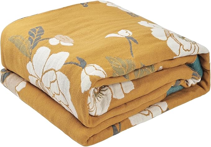 Boho Throw Blanket for Bed - 100% Pure Cotton Ultra Soft Rustic Quilt - Farmhouse Decor Bed Blankets, All Season Rustic Throw for Sofa Couch Chair(91''x 98'', Flower Branch 2)