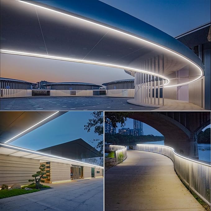 GZBtech Flexible LED Neon Rope Lights 82FT,AC 110-120V Waterproof Strip Light, 120 LEDs/M Cuttable Connectable Neon Lighting for Indoor Outdoor Home Decor/Commercial Building Use-Cold White 25M