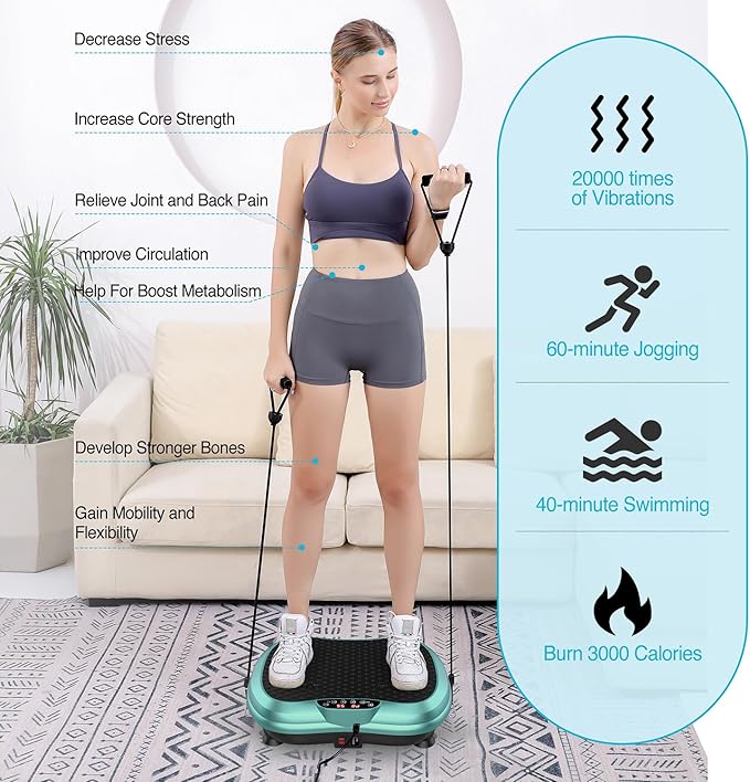 AXV Vibration Plate Exercise Machine Whole Body Workout Portable Mini Vibrate Fitness Platform Lymphatic Drainage Machine for Weight Loss Shaping Toning Wellness Home Gyms Workout (Mini)