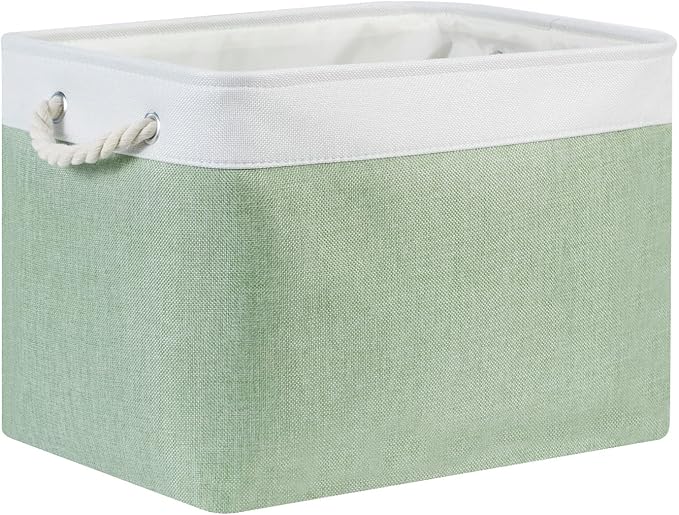 Bidtakay Baskets Fabric Closet Organizer Set of 2 Green Collapsible Storage Bins with Handles 16x12x12 in Large Decorative Tall Baskets for Shelves Nursery Baby Toys Storage Living Room Decor