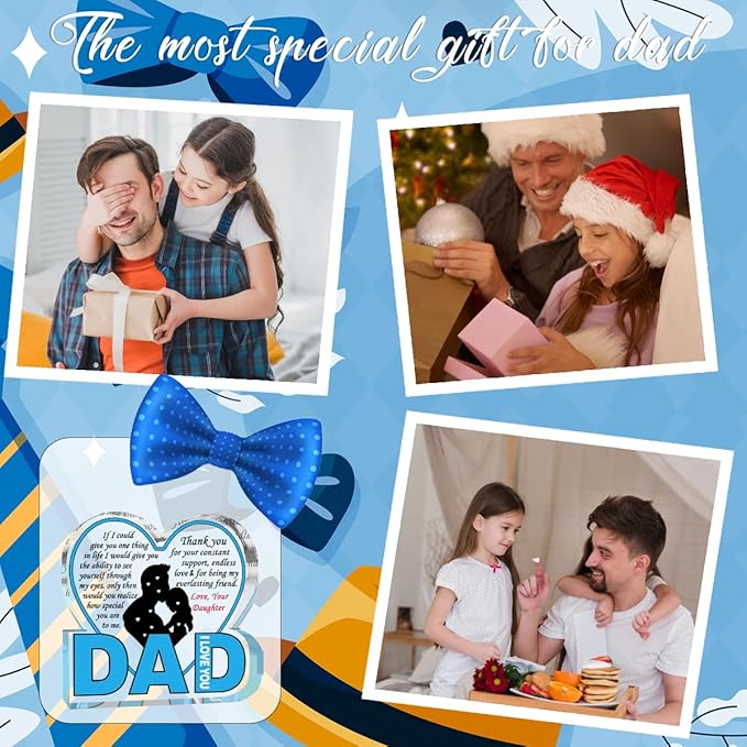 Best Dad Ever Gift from Daughter Son - Acrylic Heart-Shaped Plaque Father’s Day Birthday Gift - Unique Keepsake Desk Decor with Personalized Message
