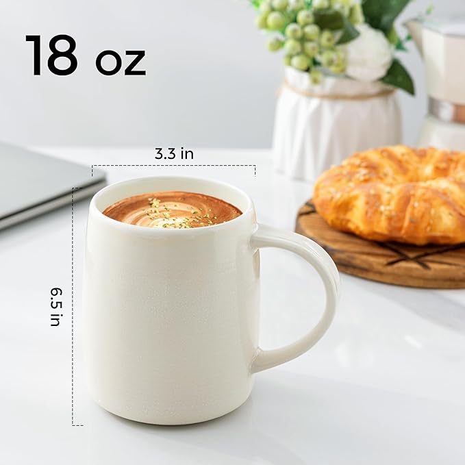 GBHOME Large Coffee Mugs Set of 4, 18oz Handmade Ceramic Coffee Mugs Set with Gradient color for Latte/Tea/Beer/Hot Cocoa, Dishwasher & Microwave Safe