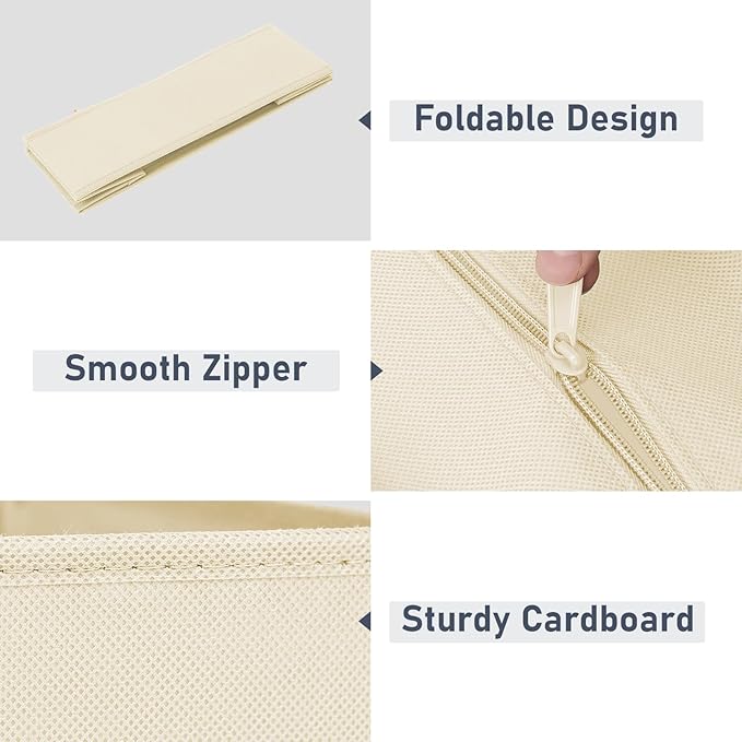 DIMJ Drawer Organizer Clothes 20 Pack - Foldable Baby Organizers and Storage & Dresser Organizer for Bedroom, Closet - Nursery Organization Dresser Dividers for underwear, Sock,Bra, Belt, Tie, Beige