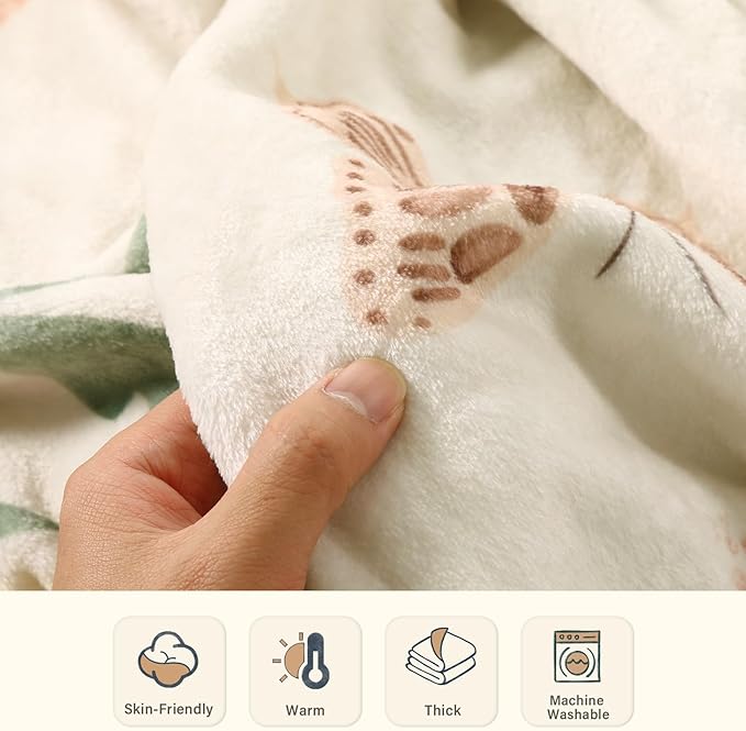 Lahome Floral Beige Soft Throw Blanket for Bed,Spring Botanical Aesthetic Blankets for Women Cute, Thick Warm Cozy Throws for Girls Sofa Chair Home Decor, Beige 50''x60''