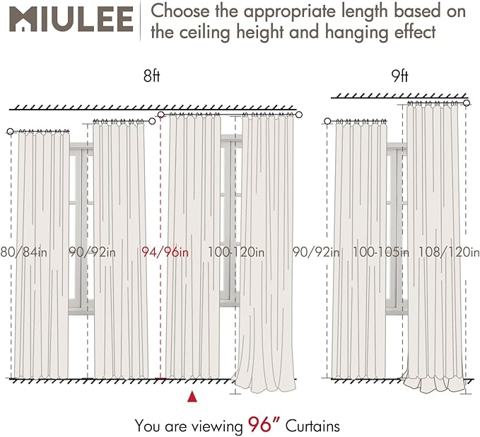 MIULEE 100% Blackout Curtains 96 Inch Long 2 Panels Set for Bedroom, Thick Faux Linen Black Out Curtain Room Darkening Back Tab Pleat Window Textured Drapes with Hooks for Living Room, Chambray Blue