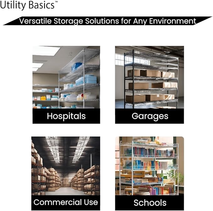 60"x24"x72" Premium Metal Steel 4-Tier Wire Shelving NSF 3200 LBS MAX Capacity Heavy Duty Storage Rack for Hospitals, Schools, Commercial Spaces, and Garages w/Premium Wheels