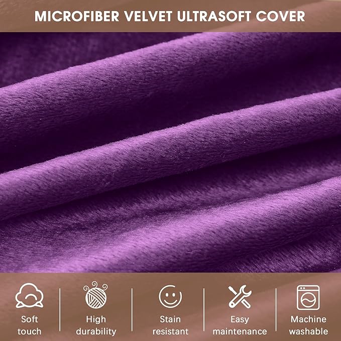 Bean Bag Chairs for Adults - Memory Foam Furniture BeanBag Chair - Kids/Teens Sofa with Soft Micro Fiber Cover - Round Fluffy Couch for Living Room Bedroom College Dorm - 4 ft, Purple