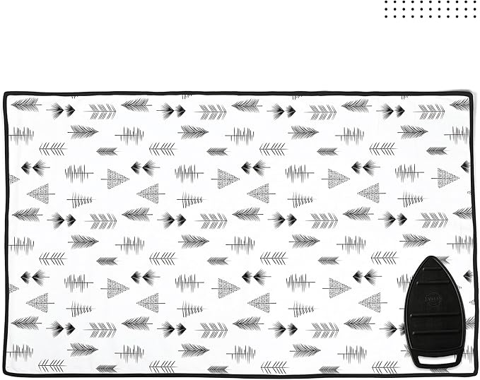 Encasa XO Ironing Mat/Pad (Large 48"x28") with 3mm Padding & Silicone Iron Rest for Steam Pressing on Tabletop or Bed - Heat Resistant, Portable, Quilting & Travel Blanket - Black Arrow