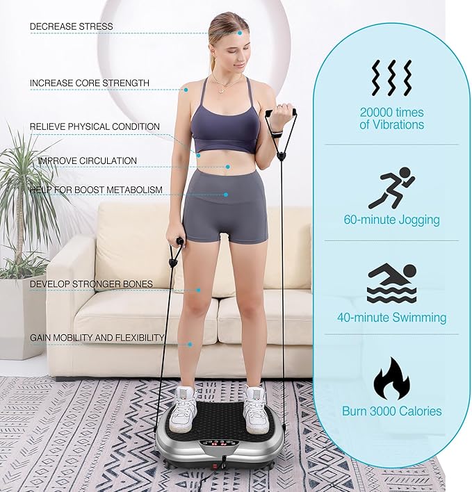 AXV Vibration Plate Exercise Machine Whole Body Workout Portable Mini Vibrate Fitness Platform Lymphatic Drainage Machine for Weight Loss Shaping Toning Wellness Home Gyms Workout (Mini)