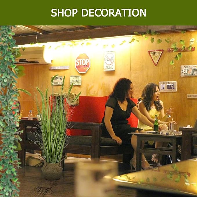 Green Onions Fake Plants,Artificial Plants Indoor, Fake Grass Decor Green Plant Fake Outdoor Flowers Fake Succulents,Artificial Tall Grass Plants with Pots House Decorative (47" 1 Pack)