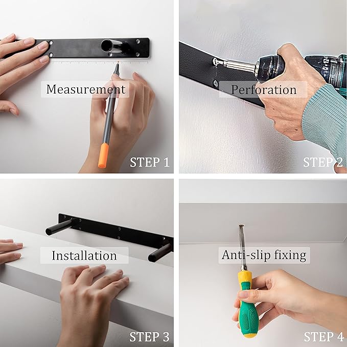 BAMEOS Floating Shelves,31 in W White Wall Mounted Wooden Shelves with Invisible Brackets Set of 2, Hanging Wall Shelves Decoration for Bedroom, Bathroom, Living Room and Kitchen