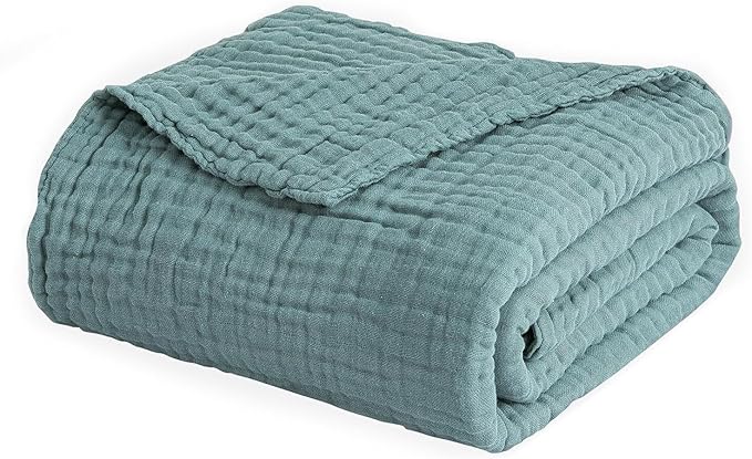 EMME Muslin Twin Blankets for Couch Breathable Gauze All Season Soft and Lightweight Pre-Washed Cotton Blanket (Teal, 60"x80")