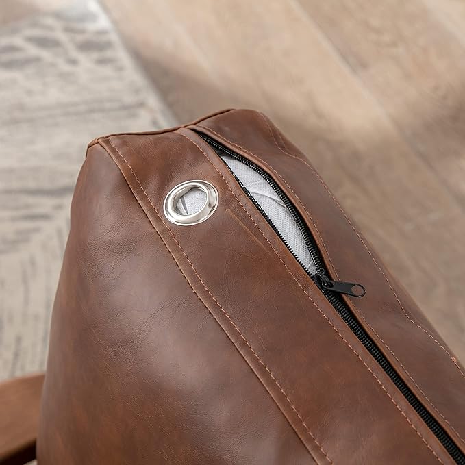 chairus Leather Accent Chairs Mid Century Modern Armchairs Compfy Upholstered Lounge Sofa Chairs for Living Room Fireplace/Bedroom/Reception/Dorm, Set of 2, PU Brown