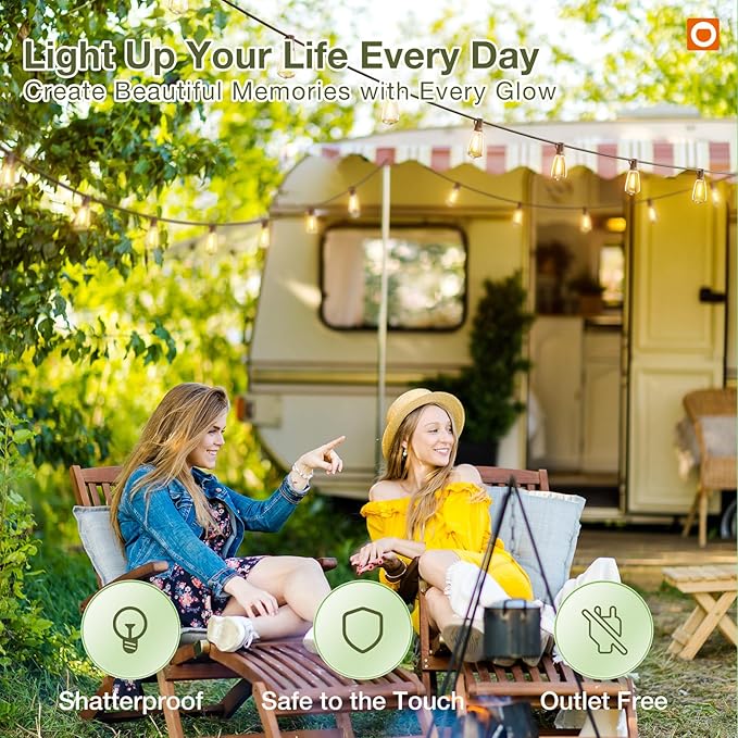 addlon 2 Pack*102FT(96+6) Solar String Lights Waterproof, Patio Lights Solar Powered with Remote & USB Port, 3 Lighting Modes 60+4 LED Shatterproof Bulbs Outdoor Light for Camping Backyard Garden