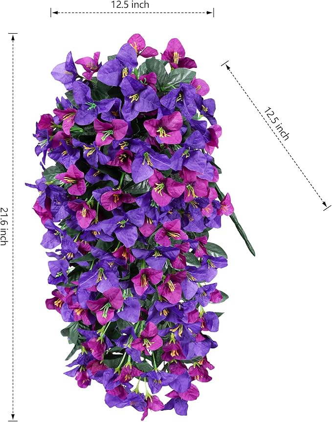 Faux Bougainvillea Artificial Flowers Plants for Outdoors Outside Decoration, 2pcs Fake Flowers Silk Long Trailing Vines UV Resistant Realistic for Front Door Porch Planter Urn Patio Balcony Yard, Mix