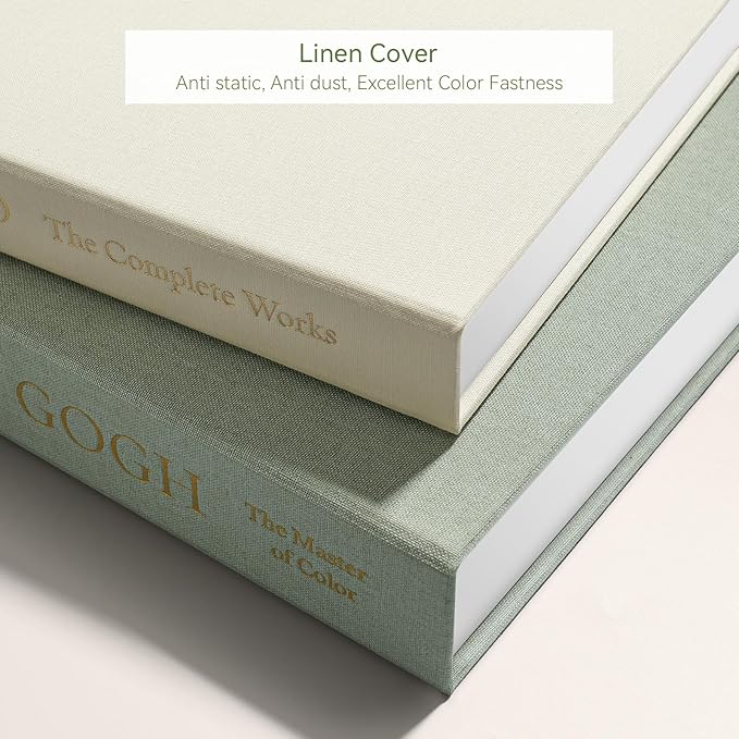 Aesthetic Decorative Books -Set of 2 Minimalist Linen Hardcover Faux/Fake Books for Coffee Table Home Decor Living Room Decoration, Photo Storage or as a Keepsake Box(Sage-beige-artist)