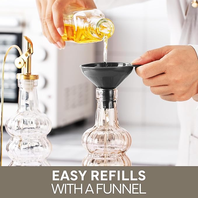 COOK WITH COLOR Glass Olive Oil Bottle Dispenser - 2 Pack- 17oz Oil and Vinegar Cruet - Olive Oil Carafe Decanter for Kitchen