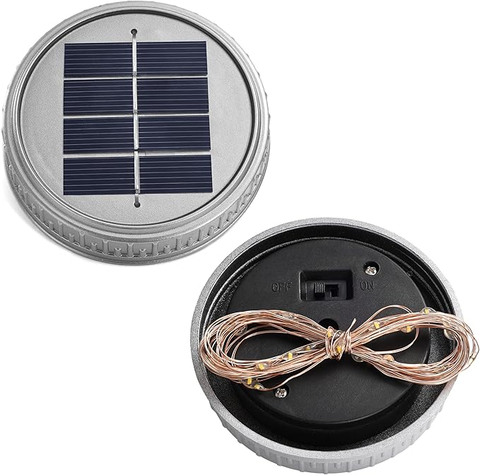 Cooo 6 Pack Crackle Glass Solar Lantern with 30 LED Firefly Lights– Waterproof Outdoor Hanging Lamp 215% Larger Solar Panel, Anti-Rust Lids Decorative Lighting for Garden Patio Table