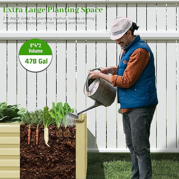 8x4x2 ft Outdoor Raised Garden Bed, Large Metal Planter Raised Beds, Planters for Outdoor Plants for Vegetables, Flowers, Herbs, Fruits, and Succulents.(4 Pcs,Yellow)