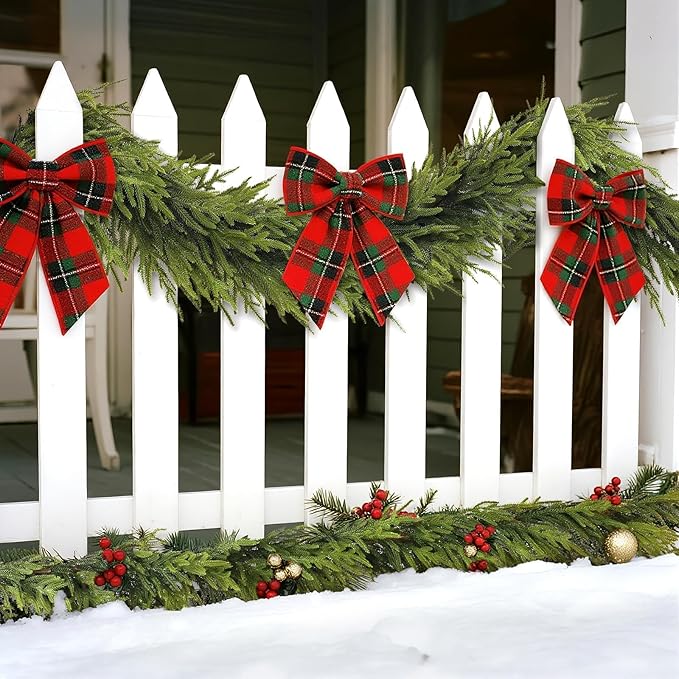 Artificial Norfolk Pine Garland - Faux Christmas Garland Fake Green Garland for Fireplace,Table, Stairs, Mantle, Window,Indoor Outdoor,Home,Holiday Decor (2 PCS,9 FT)