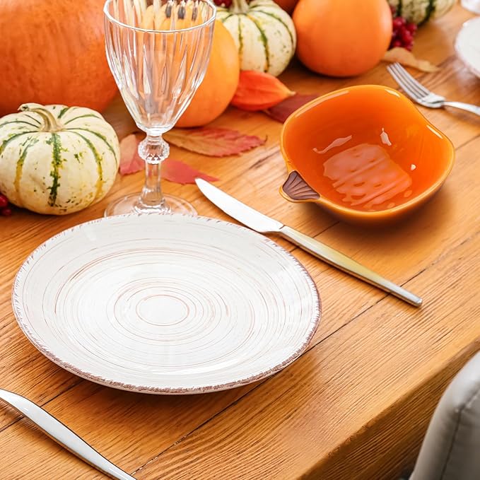 Dandat Fall Ramekins 6 oz Oven Safe Pumpkin Ceramic Ramekins Small Creme Brulee Dishes Dipping Pumpkin Baking Dish Shaped Bowl Plates for Serving Dip, Sauce, Condiments and Snack(24 Pcs)