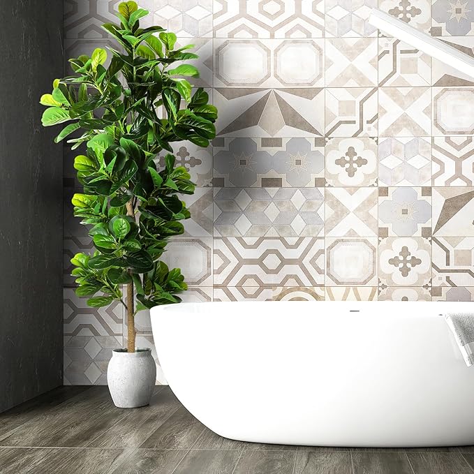 7.3ft Artificial Fiddle Leaf Fig Tree (87in) with Plastic Nursery Pot Faux Tree, Ficus Lyrata Fake Plant for Office House Farmhouse Living Room Home Decor (Indoor/Outdoor)