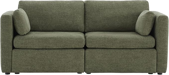 CHITA Small Modular Sectional Fabric Sofa Set, Extra Comfty Loveseat Cloud Couch, FSC Certified Modular Sectional Couch for Living Room, 78 inch Width,2 Seat Modular Sofa, Moss Green