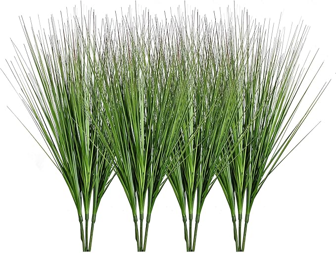 27" Artificial Plants Onion Grass Greenery Faux Fake Shrubs Plant Flowers Wheat Grass for House Home Indoor Outdoor Office Room Gardening Indoor Décor (12 Pack)
