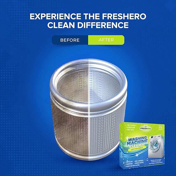 Washing Machine & Dishwasher Cleaner Tablets, 50 Count, Unscented, Compatible with Front/Top Loader & HE Washers, Removes Residue, Stains, Grime & Limescale, 12-Month Supply