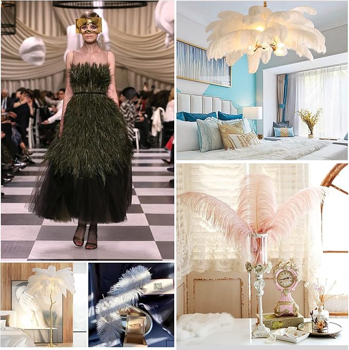 THARAHT Black Ostrich Feathers 12pcs Large Natural Bulk 16-18Inch 40cm-45cm for Wedding Party Centerpieces Halloween and Home Decoration Feathers
