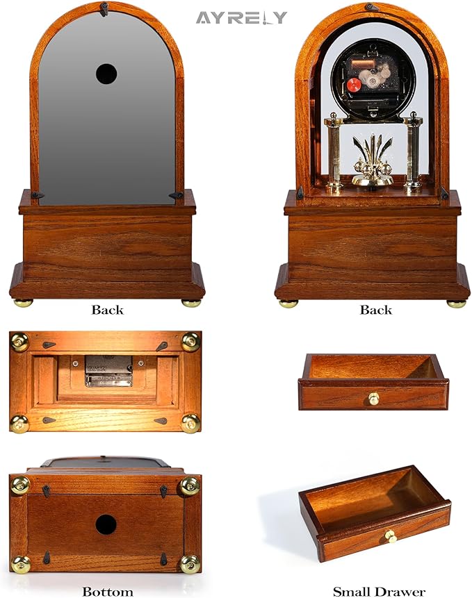 AYRELY® Wooden Table Anniversary Clock, Antique Shelf Clocks, Revolving Pendulum Mantel Clocks, Desk Grandfather Clock for Living Room, Home Decor Gift
