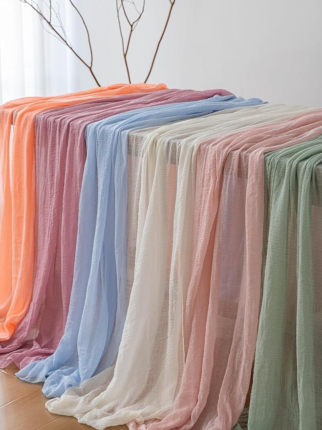 3pcs Ivory Gauze Rustic Cheesecloth Table Runner 120 Inch 10 FT for Wedding Baby Shower Bridal Shower Birthday Engagement Garden Outdoor Party Long Sheer Boho Decorations