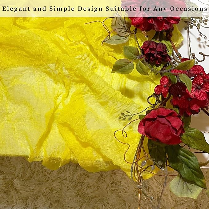 12 Pack Yellow Cheesecloth Table Runner 20 x 120 Inch Long Rustic Gauze Cheese Cloth Table Runner for Wedding 10FT Bridal Baby Shower Table Decorations Boho Fabric Sheer Birthday Party Table Decor