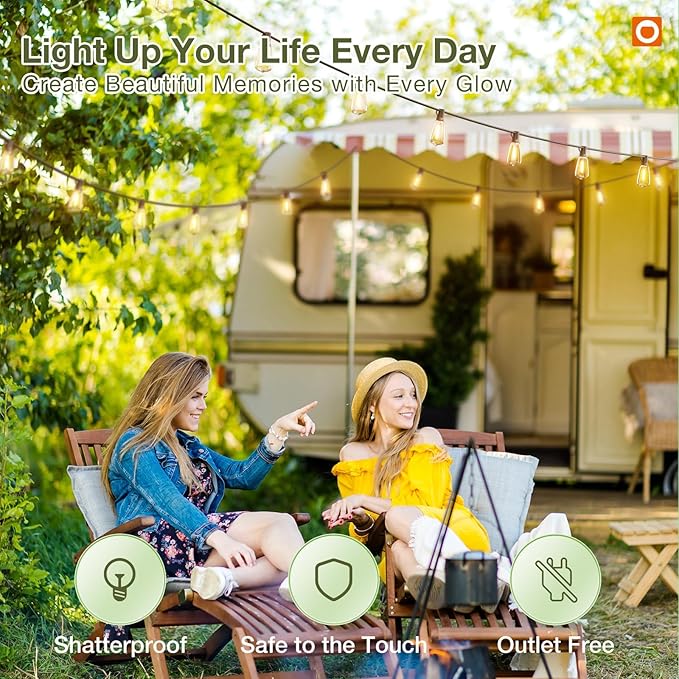 addlon 33(27+6) FT Solar String Lights Waterproof,Patio Light Solar Powered with Remote& USB Port 9+1 LED Shatterproof Bulbs 3 Lighting Modes Outdoor for Camping Backyard Garden