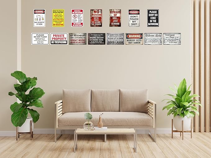 Vintage Tin Sign Retro Metal Funny Warning Mad Scientist At Work Signs for Home Decor Stylish Wall Art Plaques Gift for Bathroom Kitchen and Gothic Wall Decor in Every Room 12x8 in