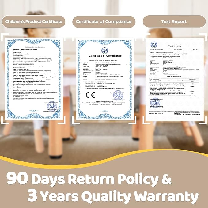 FUNLIO Kids Table and 4 Chairs Set, Height Adjustable Toddler Table and Chair Set for Ages 3-8, Easy to Wipe Arts & Crafts Table, for Classrooms/Daycares/Homes, CPC & CE Approved (5-Piece Set) - Gray