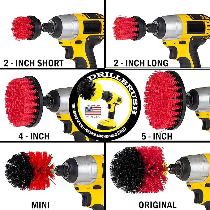 Drillbrush Headstone Cleaning Supplies - Outdoor Power Brush - Fountain Cleaner Tool - Deck Scrubbing Tool - Patio Cleaning Brush - Concrete Garage Floor Cleaner - Granite Scrubber Kit for Drill