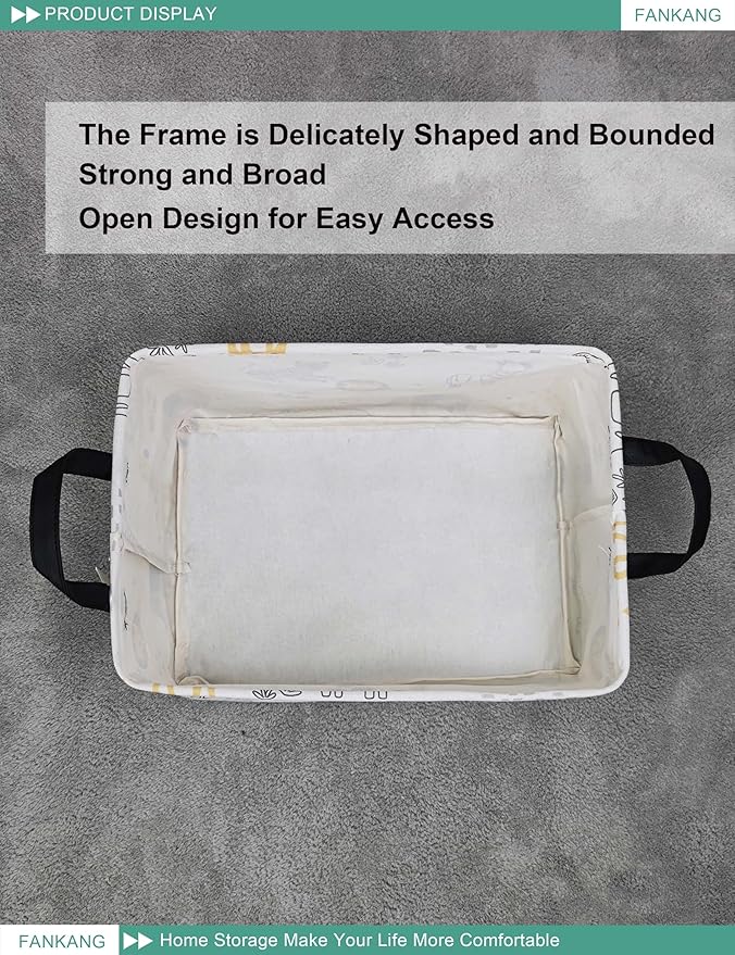 FANKANG Storage Bins, Nursery Hamper Canvas Laundry Basket Foldable with Waterproof PE Coating Large Storage Baskets for Kids Boys and Girls, Office, Bedroom, Clothes,Toys(Rec-Lovely Animals )