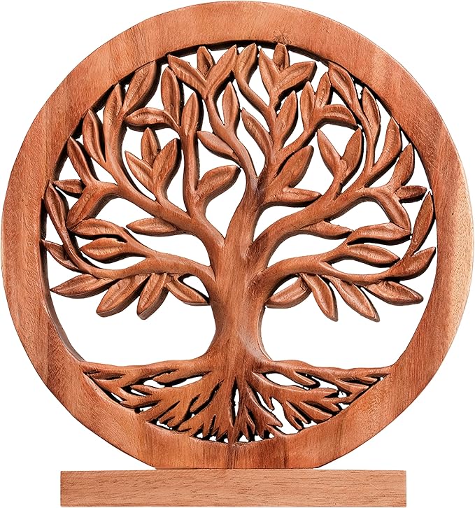 Decozen Solid Wood Tree of Life Sculpture - Home Decor, Living Room, Boho, Shelf, Coffee Table, Centerpiece Table Decorations, Mantle, Dining Table Centerpiece, Bathroom Shelf, Entryway, Farmhouse