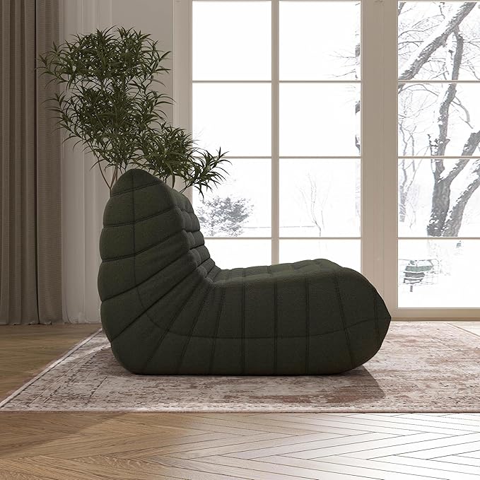 Bean Bag Chair, Loveseat Fireside Chair Bean Bag Sofa Large Bean Bag Chair for Adults, 2 Seater Bean Bag Chairs for Teens with High Density Comfortable Foam, Bean Bag for Living Room, Bedroom (Green)